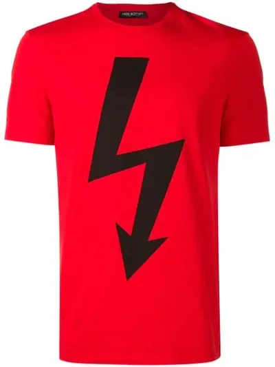 Neil Barrett Bolt Print T-shirt In Red