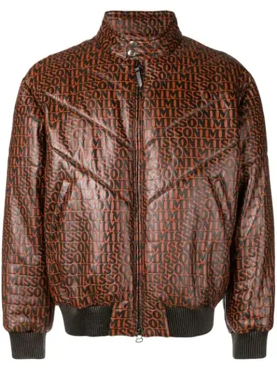 Missoni Logo Print Bomber Jacket In Brown