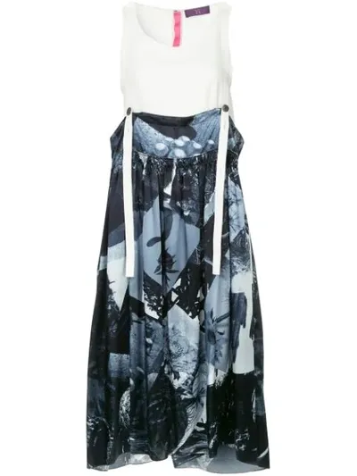 Y's Suspenders Midi Dress In Blue