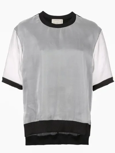 Nicole Miller Sheer Layered T-shirt In Black