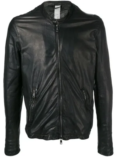 Giorgio Brato Wrinkled Effect Biker Jacket In Black