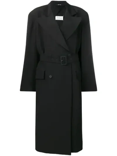 Maison Margiela Long Classic Coat In Black