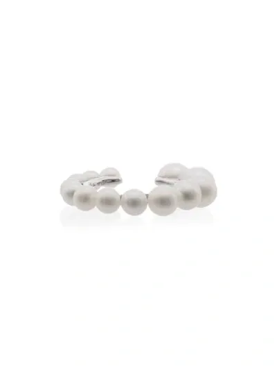 Yvonne Léon 18k White Gold And Pearl Ear Cuff In Metallic