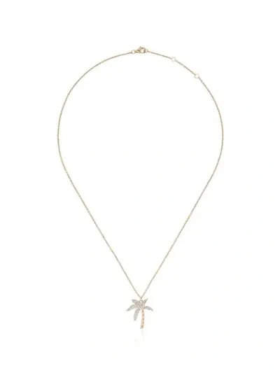 Yvonne Léon 18k Yellow Gold And Diamond Palm Tree Necklace In Metallic