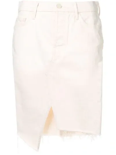 Mother The Tomcat Slide Cotton Denim Mini Skirt In White