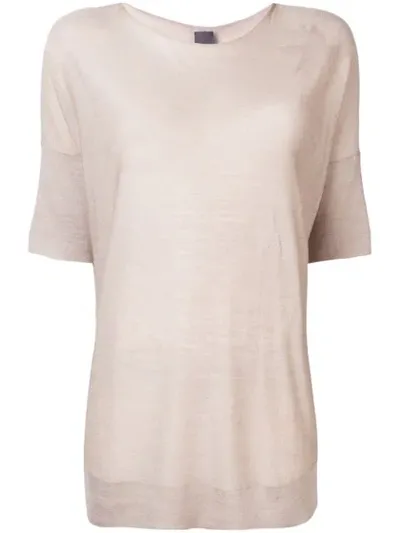 Lorena Antoniazzi Round Neck Knitted Top In Neutrals