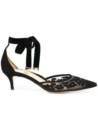 Marion Parke Rachel Mesh Kitten Pumps In Black