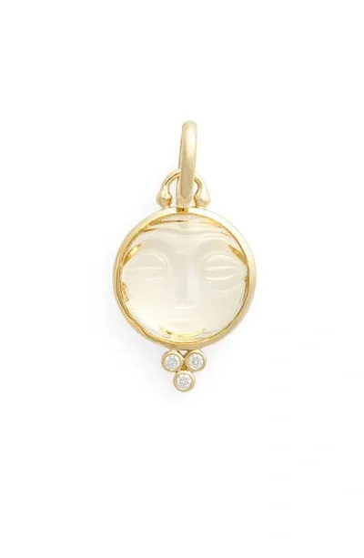 Temple St Clair 18k Yellow Gold Medium Carved Crystal Moonface Pendant With Diamonds In White/gold