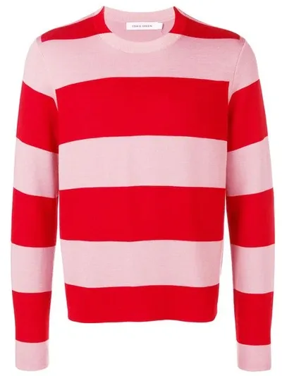 Craig Green Striped Crew Neck Jumper In Pink