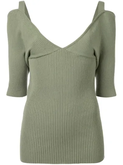 Muller Of Yoshiokubo V-neck Ribbed Top In Green