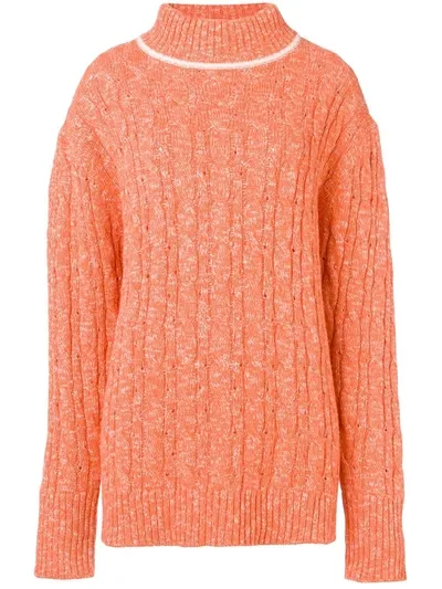 Cashmere In Love Cable Knit Sweater In Orange