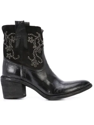 Fauzian Jeunesse Embroidered Ankle Boots In Black