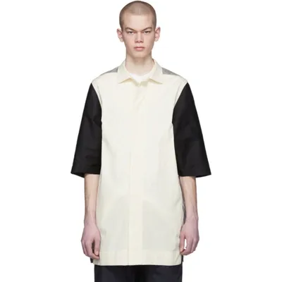 Rick Owens Drkshdw Colour-block Metallic-back Cotton Shirt In Natural/silver/black