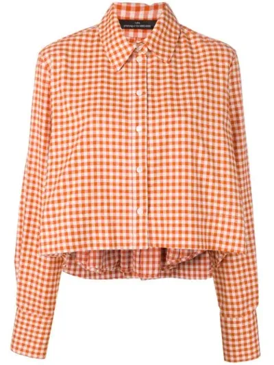 Rokh Checked Back Pleat Shirt In Orange