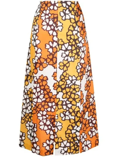 3.1 Phillip Lim Printed Multi Slit Skirt In Orange