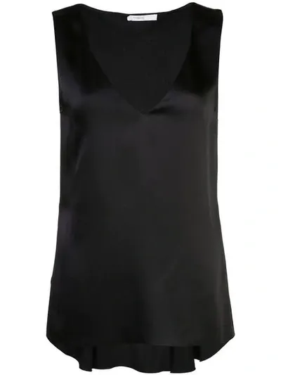 Rosetta Getty Ruffle Back Crepe Back Satin Top In Black