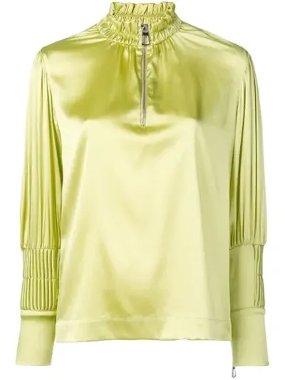 Each X Other Pin Tuck Satin Blouse In Green