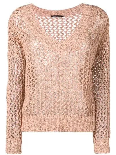 Luisa Cerano Pullover In Häkeloptik In Pink