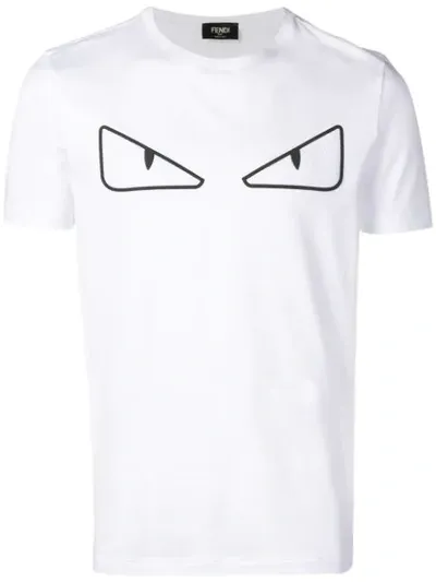 Fendi Textured Monster Eyes T-shirt In White