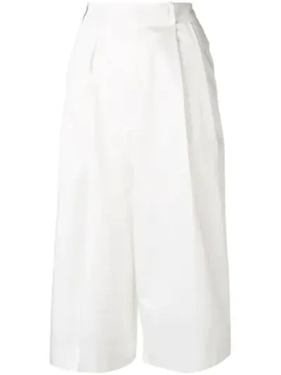 Maison Margiela Wide Leg Cropped Trousers In White