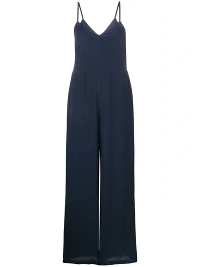 Semicouture Deep V-neck Jumpsuit In Blue