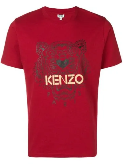 Kenzo Tiger Print T-shirt In Red