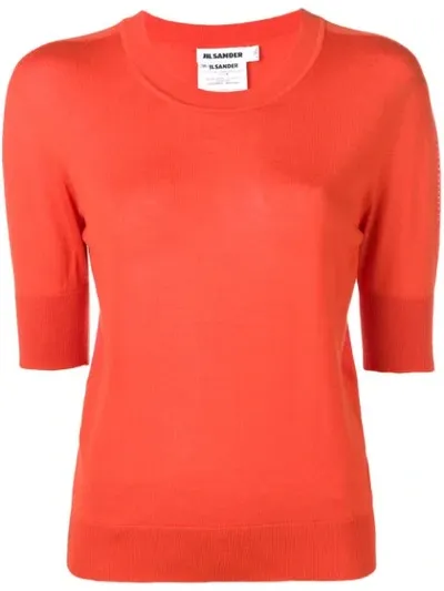 Jil Sander Shortsleeved Knit Jumper In Orange