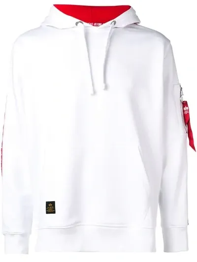 Alpha Industries Side Stripe Hoodie In White