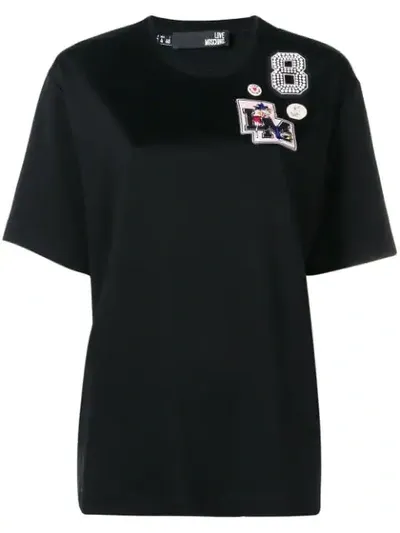 Love Moschino Patch Detail T-shirt In Black