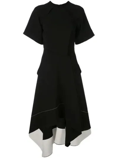 Proenza Schouler Asymmetric Tie-detailed Crepe Dress In Black