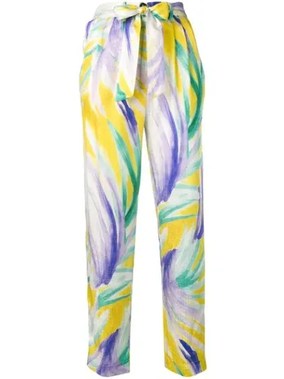 Forte Forte Printed High Waisted Trousers In Yellow