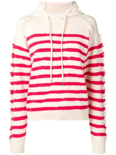 Barrie Stripe Hooded Sweater In White