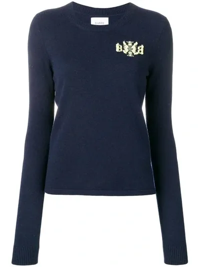 Barrie Cashmere Embroidered Logo Sweater In Blue