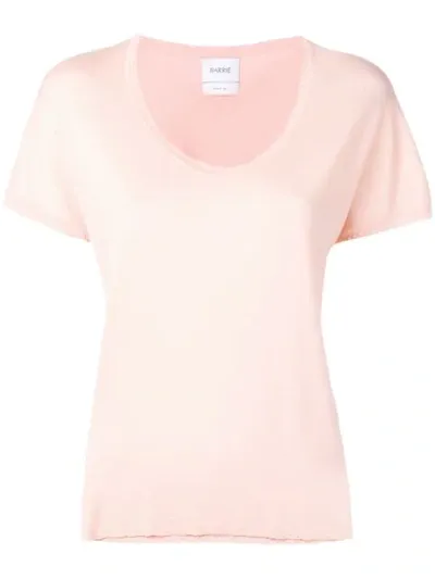 Barrie Cashmere Distressed Trim Top In Pink