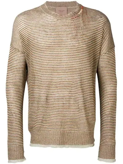 Federico Curradi Striped Knit Sweater In Brown