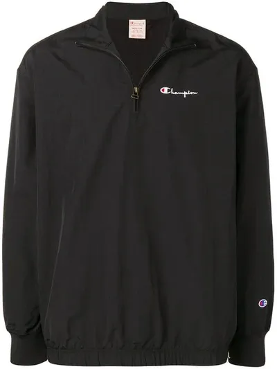 Champion Zip Front Pullover In Black