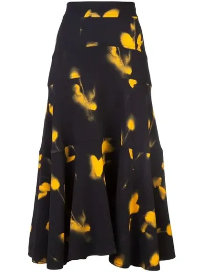 Proenza Schouler Abstract Print Cady Swing Skirt In Black