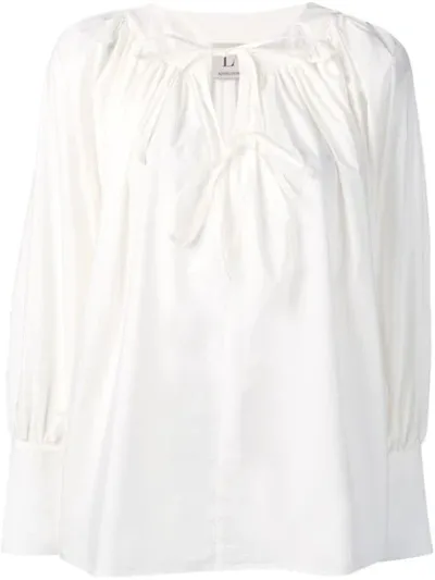 L'autre Chose Tie Neck Georgette Blouse In White