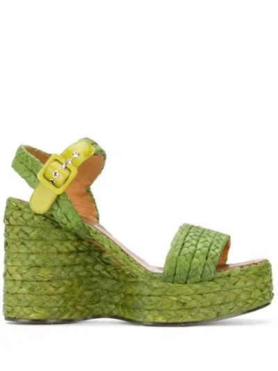 Clergerie Arum Braided Wedge Sandals In Green