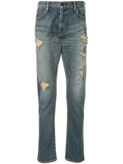 Makavelic Clashed Denim Pants In Blue