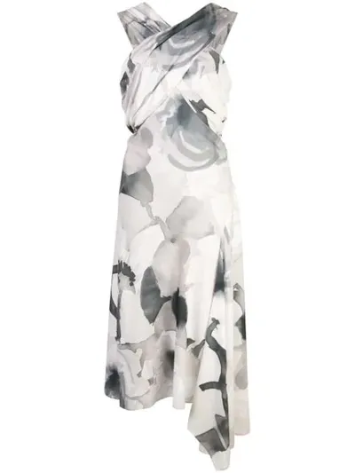 Josie Natori Crisscross Front Midi Dress In White