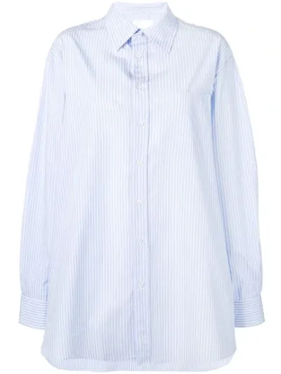 Maison Margiela Pinstripe Oversized Shirt In Blue