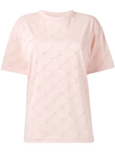 Stella Mccartney Logo Pink Perfored Cotton T-shirt