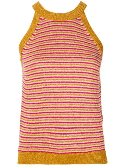 Twinset Striped Knitted Top In Gold