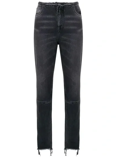 Ben Taverniti Unravel Project Frayed Tapered Jeans In Black