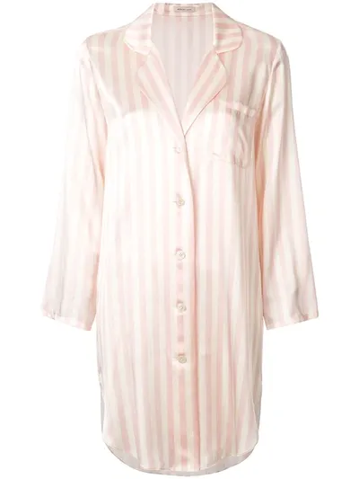 Morgan Lane Jillian Silk Striped Nightshirt In Petal Cream