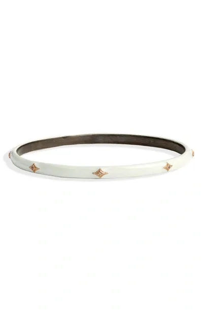 Armenta Women's Rose World Sterling Silver, 14k Rose Gold, Diamond & White Enamel Bracelet