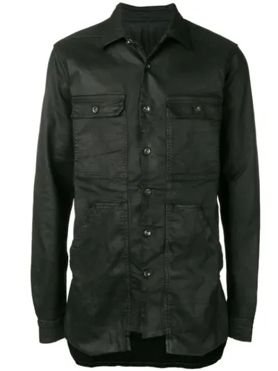 Rick Owens Drkshdw Waxed Shirt Jacket In Black