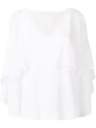 D-exterior Sheer Blouse In White