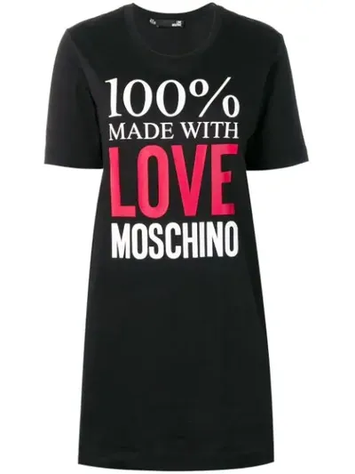 Love Moschino Logo T-shirt Dress In Black